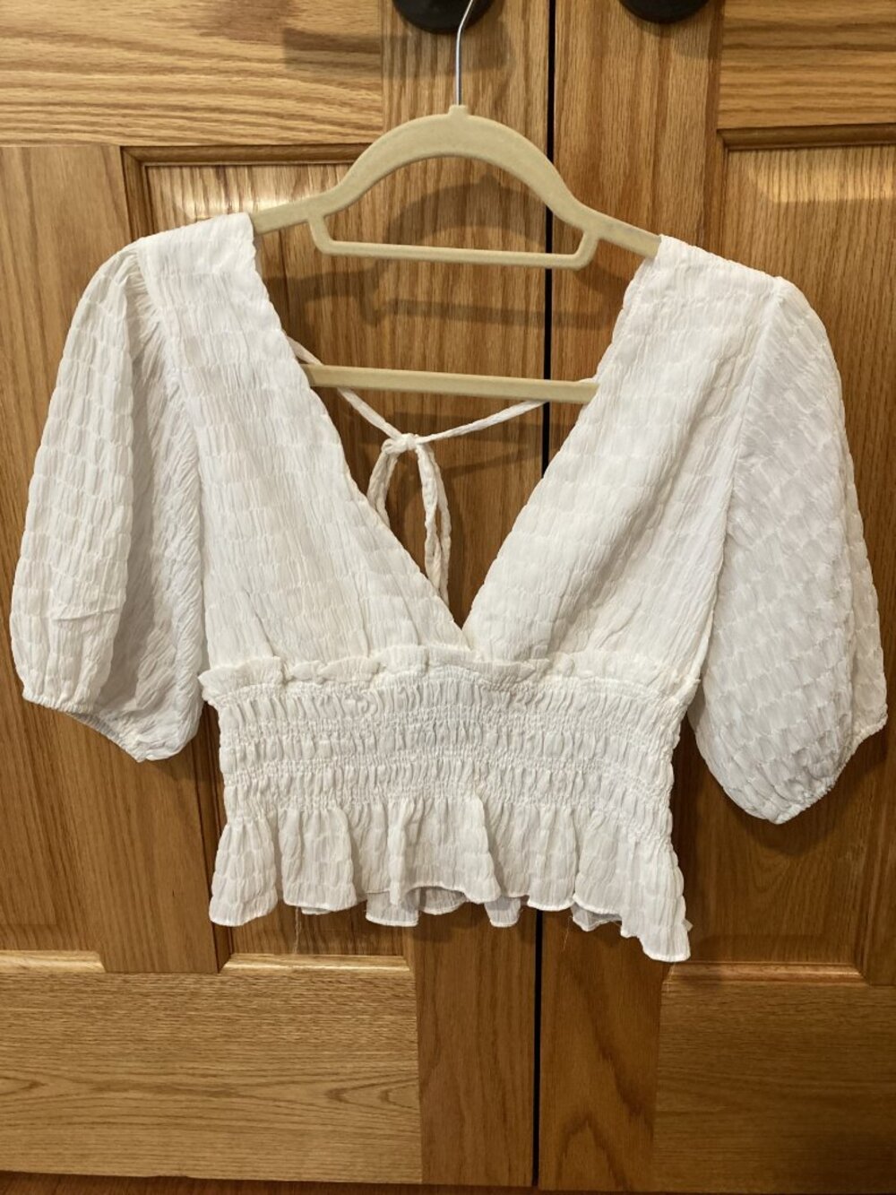 Lulus Puffy sleeve cinched waist top - tie back